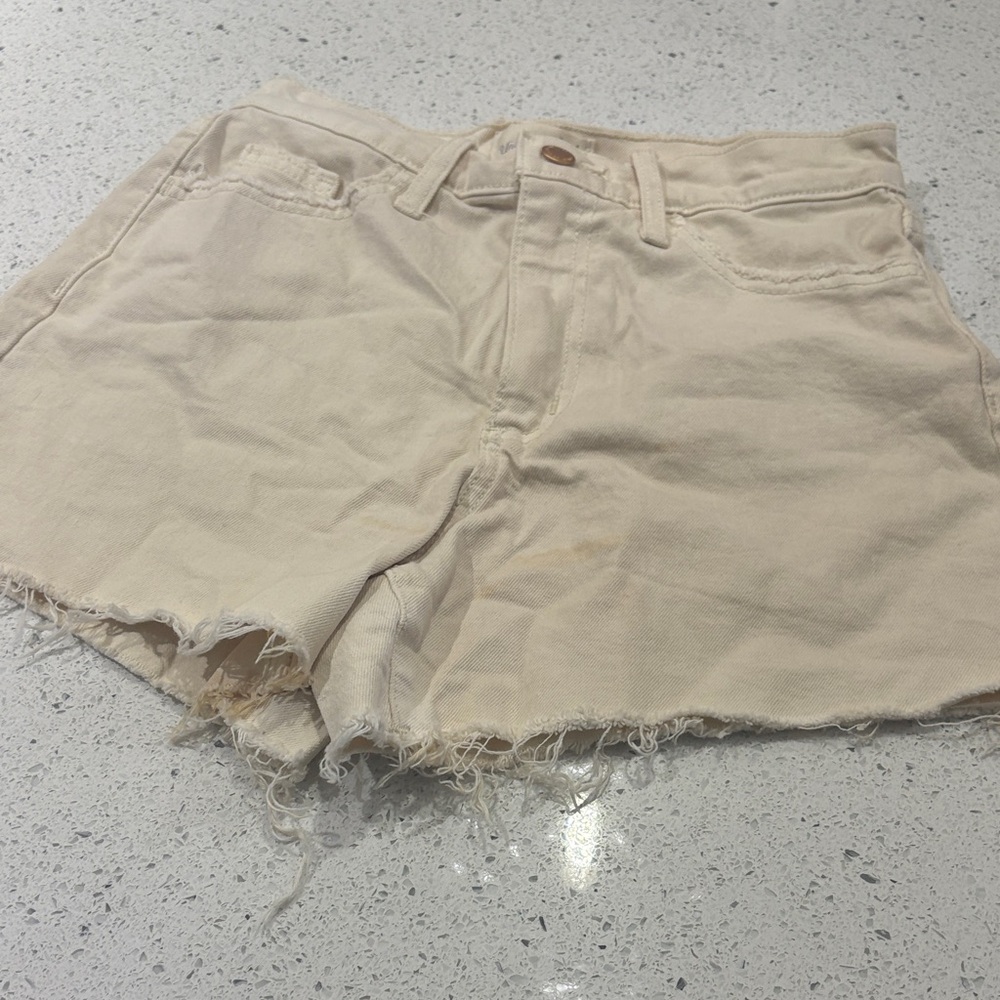 Universal Thread Cream Jean Shorts with Frayed Hem